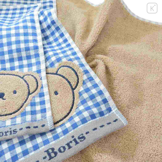 Japan Miffy Jacquard Embroidered Face Towel - Boris : Gingham Blue - 3