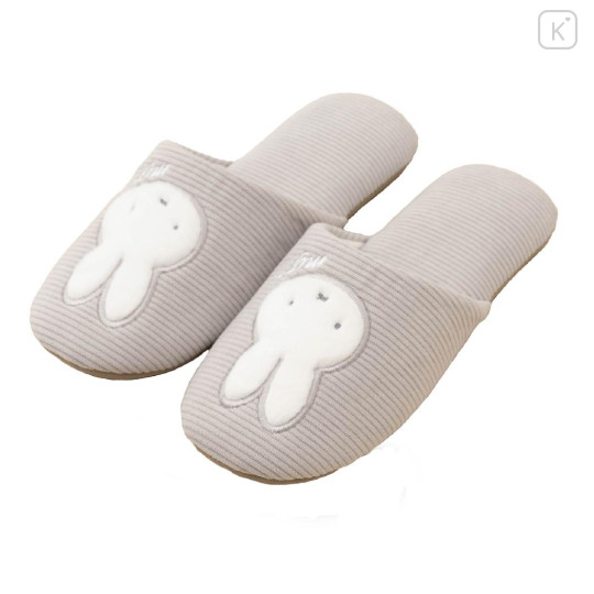 Japan Miffy Room Slippers - Miffy : Grey Striped - 1