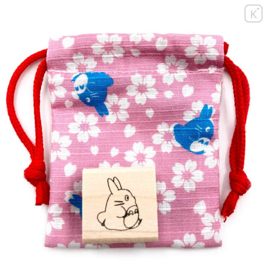 Japan Ghibli Stamp With Drawstring Bag - Totoro : Sakura Pink - 1