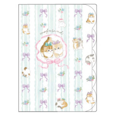 Japan Mofusand 5 Pockets Die-cut A4 Clear File - Cat : Ribbon Flower Nyan