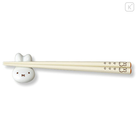 Japan Miffy Wooden Chopsticks 17cm With Chopstick Rest - Miffy : Beige - 1