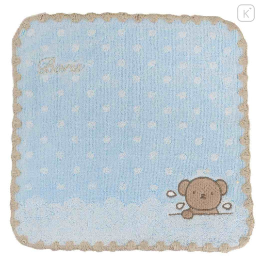 Japan Miffy Mini Towel Jacquard Handkerchief - Boris : Bubble Bath Blue Dot - 1