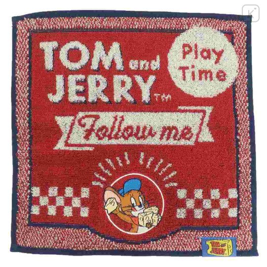 Japan Tom and Jerry Mini Towel Jacquard Handkerchief - Jerry : Play Time Follow Me - 1
