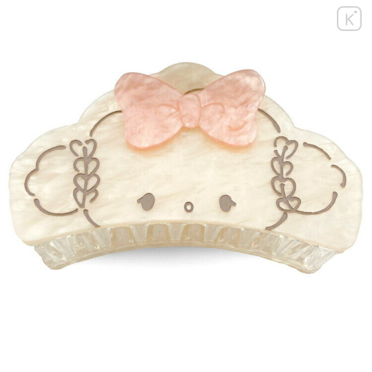 Japan Sanrio Pearl Acrylic Hair Claw Clip - Cogimyun : Pink Ribbon - 1