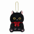 Japan Mofusand Mascot Holder - Sitting Black Cat Red Ribbon - 1