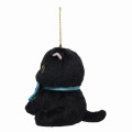 Japan Mofusand Mascot Holder - Sitting Black Cat Blue Ribbon - 5