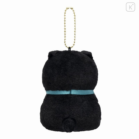 Japan Mofusand Mascot Holder - Sitting Black Cat Blue Ribbon - 6