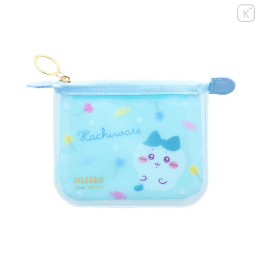 Japan Chiikawa Clear Flat Mini Pouch - Hachiware : Blue - 1