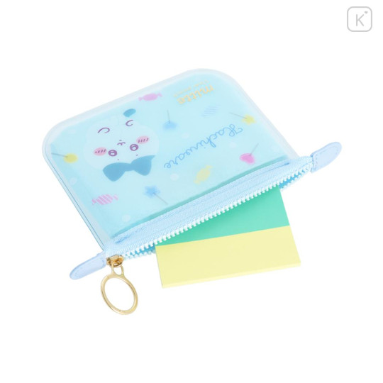 Japan Chiikawa Clear Flat Mini Pouch - Hachiware : Blue - 3