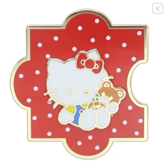 Japan Sanrio Pin Badge - Hello Kitty 50th Anniversary Tiny Chum Hug - 1