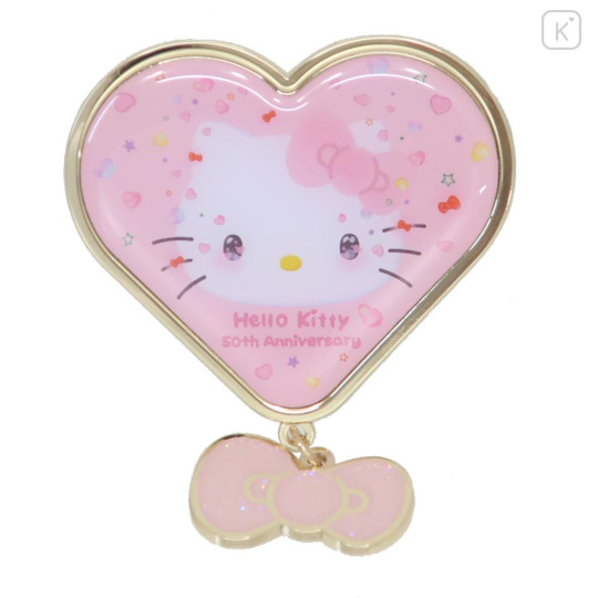 Japan Sanrio Pin Badge - Hello Kitty 50th Anniversary Pink Heart - 1