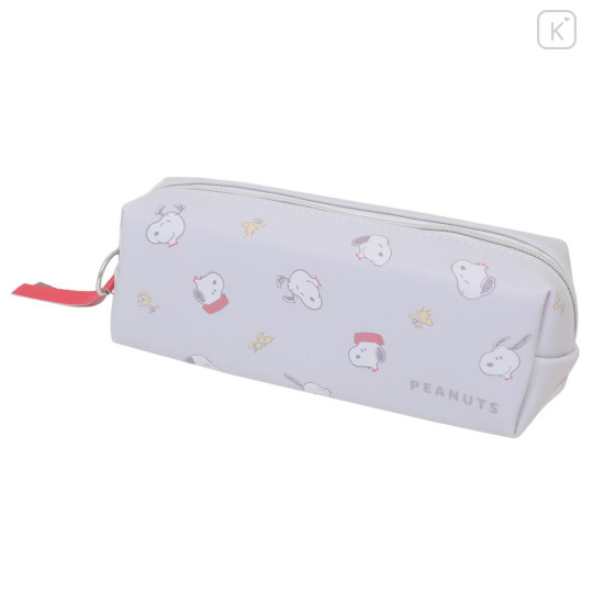 Japan Peanuts Pen Pouch Pencil Case - Snoopy & Woodstock : Face Grey - 1
