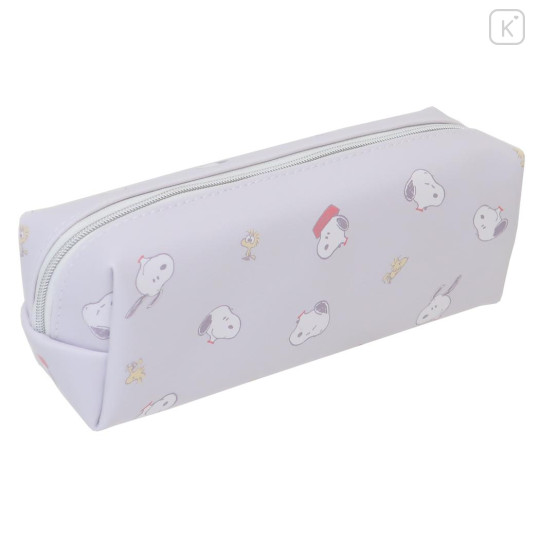 Japan Peanuts Pen Pouch Pencil Case - Snoopy & Woodstock : Face Grey - 2