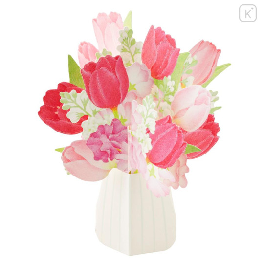 Japan Sanrio 3D Greeting Card - Spring Tulip White Vase - 1
