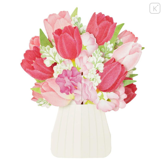 Japan Sanrio 3D Greeting Card - Spring Tulip White Vase - 2