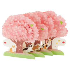 Japan Sanrio 3D Greeting Card - Spring Cherry Blossoms Tree Cat Playing