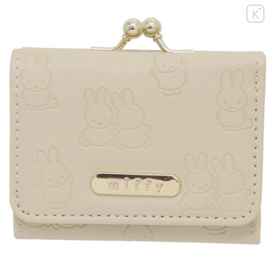 Japan Miffy Trifold Wallet - Miffy : Gold Beige Embossed - 1