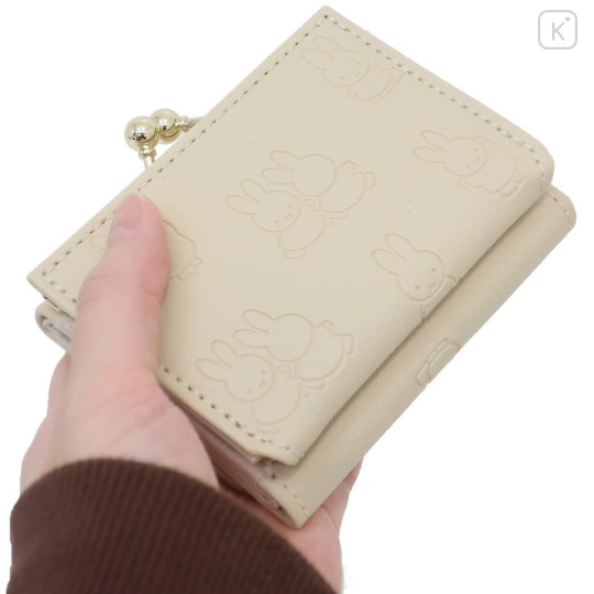 Japan Miffy Trifold Wallet - Miffy : Gold Beige Embossed - 2