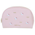 Japan Sanrio Round Mini Pouch - Hello Kitty : Gold Ribbon - 1