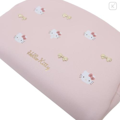 Japan Sanrio Round Mini Pouch - Hello Kitty : Gold Ribbon - 4