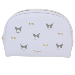 Japan Sanrio Round Mini Pouch - Kuromi : Gold Ribbon