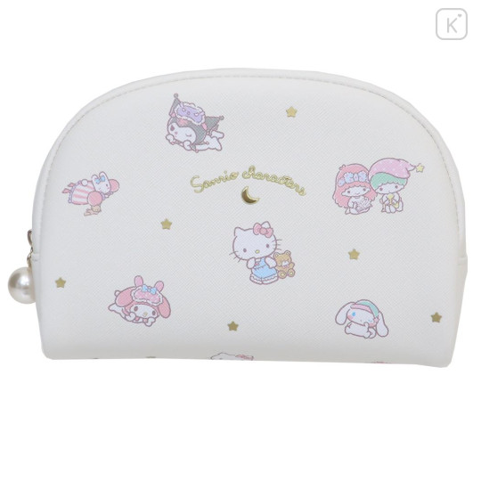Japan Sanrio Round Mini Pouch - Kuromi : Characters : Gold Star Beige Good Night - 1