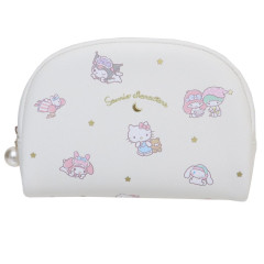 Japan Sanrio Round Mini Pouch - Kuromi : Characters : Gold Star Beige Good Night