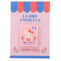 Japan Sanrio Acrylic Badge & Clip - Hello Kitty : Stamp Flower - 1
