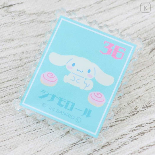 Japan Sanrio Acrylic Badge & Clip - Cinnamoroll : Stamp Flower - 3