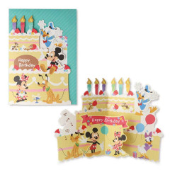 Japan Disney 3D Greeting Card - Mickey & Friends : Happy Birthday Cake