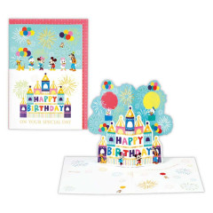 Japan Disney 3D Greeting Card - Mickey & Friends : Happy Birthday Castle