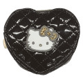 Japan Sanrio Quilted Heart Pouch - Hello Kitty : Y2k Houndstooth Enamel Black - 1