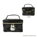 Japan Sanrio Vanity Pouch - Hello Kitty : Y2k Houndstooth Black Quilted Enamel - 1