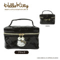 Japan Sanrio Vanity Pouch - Hello Kitty : Y2k Houndstooth Black Quilted Enamel - 2