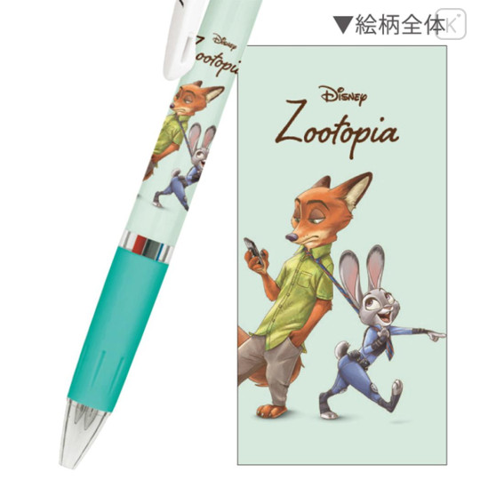 Japan Disney Jetstream 3 Color Multi Ballpoint Pen - Zootopia : Green - 2