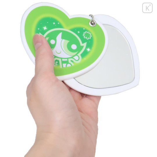 Japan The Powerpuff Girls Slide Mirror - Buttercup Heart Green - 3