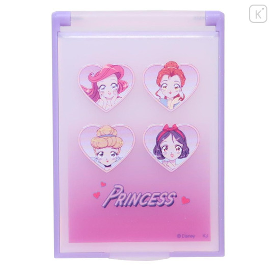 Japan Disney Folding Mirror - Disney Princess Shojo Manga Style Pink Purple - 1
