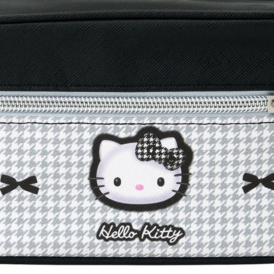 Japan Sanrio Vanity Pouch - Hello Kitty : Monotone Houndstooth - 4