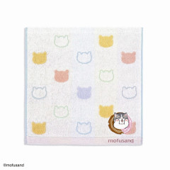 Japan Mofusand Towel Handkerchief - Donut Cat Meow Pink Embroidery