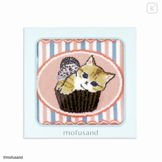 Japan Mofusand Chenille Weave Towel Handkerchief - Retro Cupcake Pink - 1