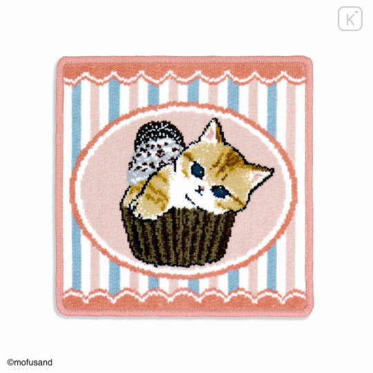 Japan Mofusand Chenille Weave Towel Handkerchief - Retro Cupcake Pink - 4
