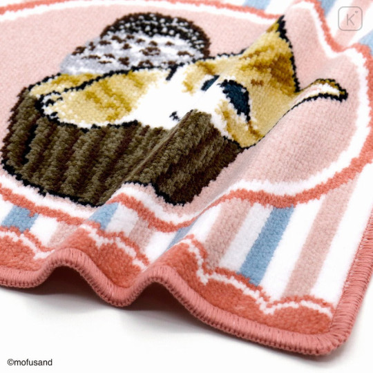 Japan Mofusand Chenille Weave Towel Handkerchief - Retro Cupcake Pink - 5