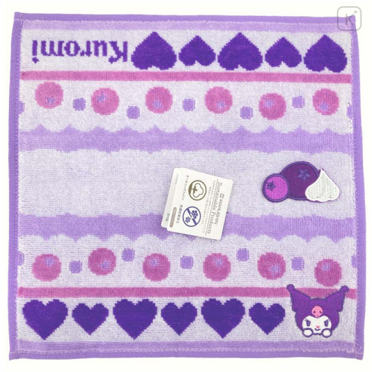 Japan Sanrio Embroidered Mini Towel - Kuromi : Fruit Grape - 1