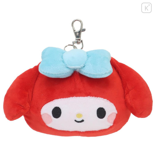 Japan Sanrio Face Pass Case Coin Case with Reel - My Melody : Toddler Red - 1