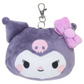 Japan Sanrio Face Pass Case Coin Case with Reel - Kuromi : Toddler - 1