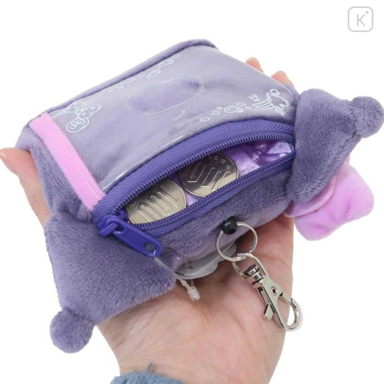 Japan Sanrio Face Pass Case Coin Case with Reel - Kuromi : Toddler - 3