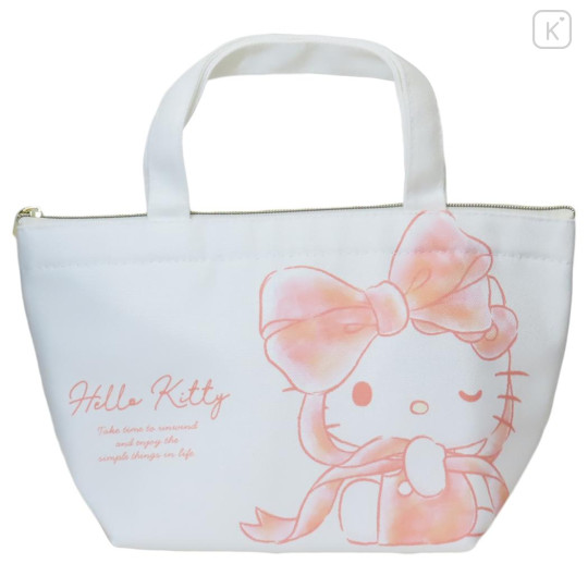 Japan Sanrio Insulated Cooler Lunch Bag - Hello Kitty : Big Ribbon - 1