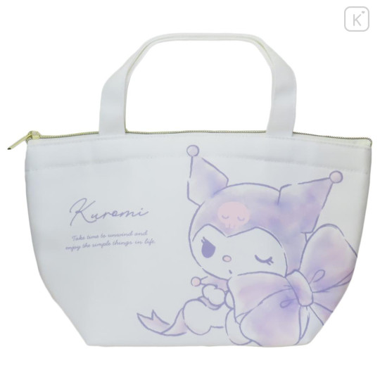Japan Sanrio Insulated Cooler Lunch Bag - Kuromi : Big Ribbon - 1