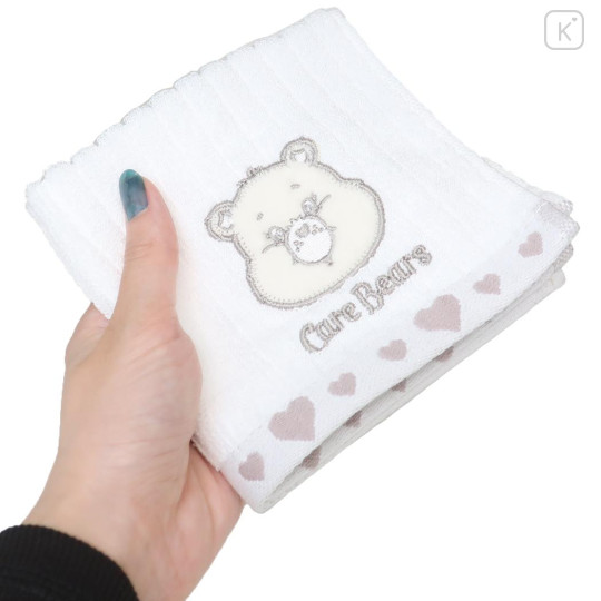 Japan Care Bears Mini Towel Jacquard Handkerchief - Sparkle Heart Bear - 3