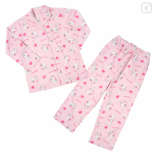Japan Sanrio Broadcloth Shirt Pajamas (M) - Hello Kitty : Angel Pink - 1